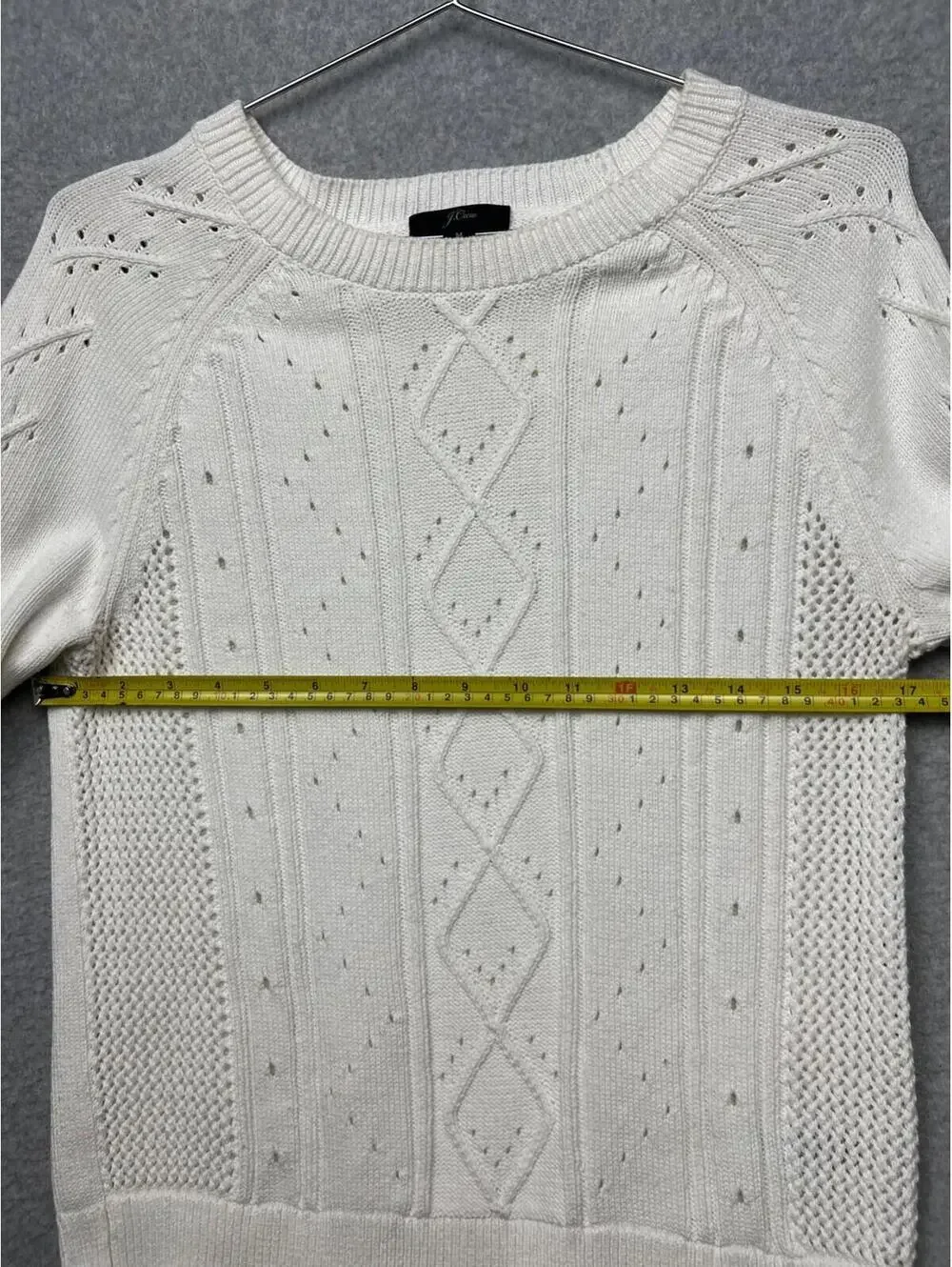 J Crew Knit Cable Pullover Sweater Womens M Classic Casual Simple White